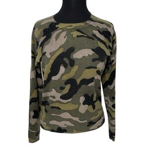 Philosophy Cashmere women’s‎ Size Medium green camouflage crew neck sweater. EUC